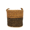 Natural Seagrass and Black Jute Basket