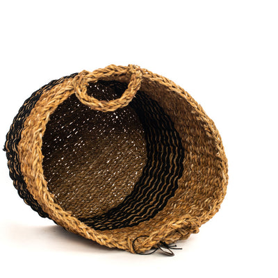 Natural Seagrass and Black Jute Basket