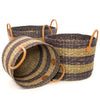 Seagrass Grey Natural Stripe Basket