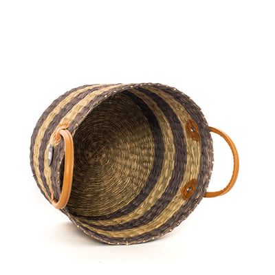 Seagrass Grey Natural Stripe Basket