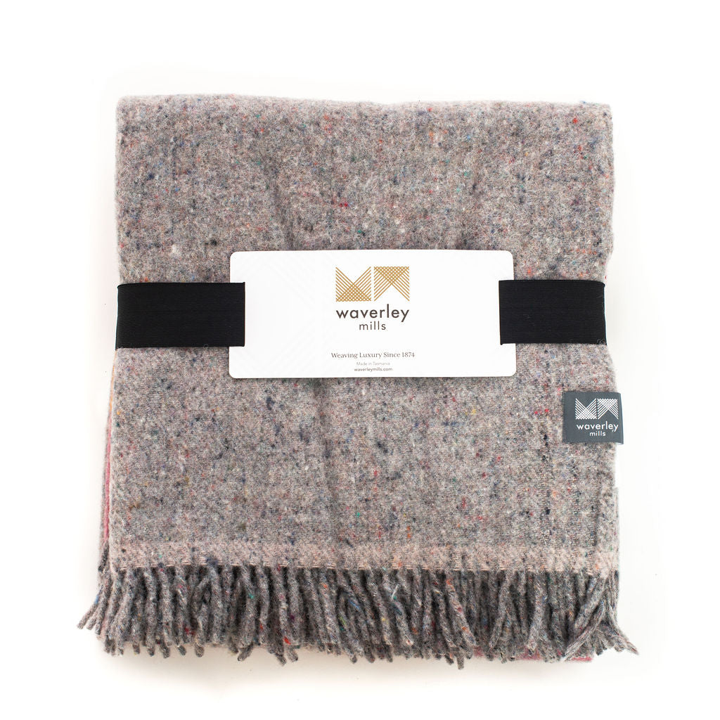 Recycled Wool Block Throw (Red, Orange, Pink)