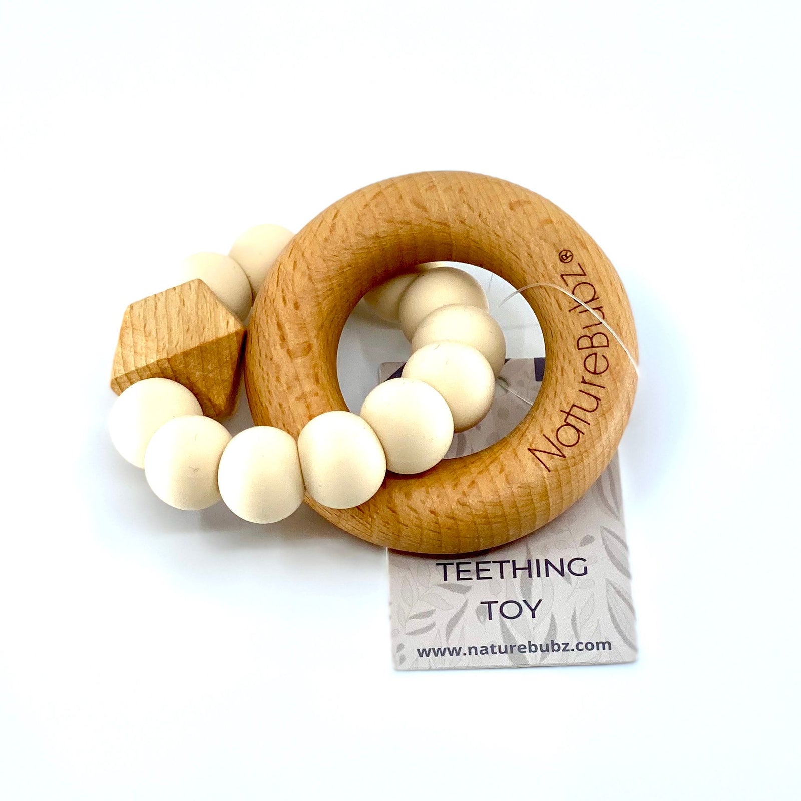 Hexa Teether with Beech Ring (Cream)